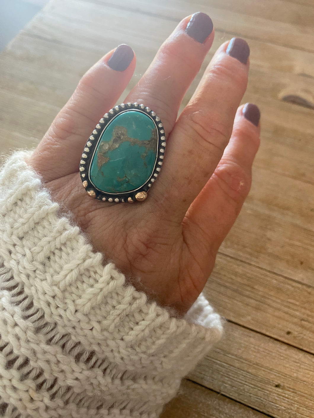 Turquoise Ring with Crystal Inclusion