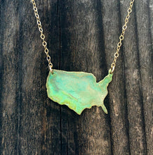 Load image into Gallery viewer, I Left my Heart in the U.S.A Patina Necklace