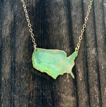Load image into Gallery viewer, I Left my Heart in the U.S.A Patina Necklace
